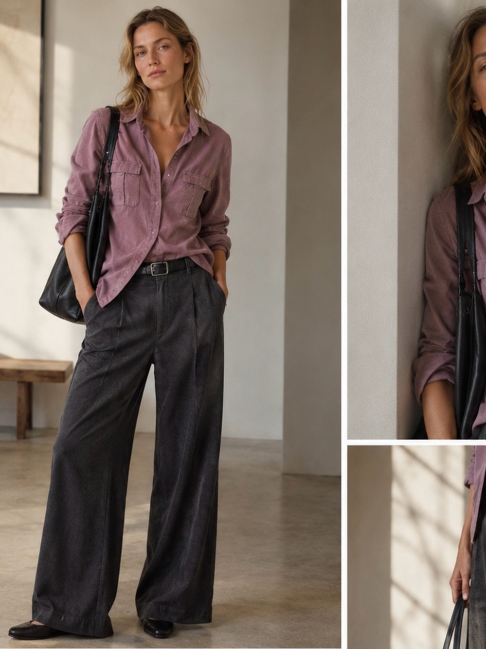 JAMES PERSE, MAUVE, PIN CORD FITTED SHIRT, SIZE 3 (LARGE)